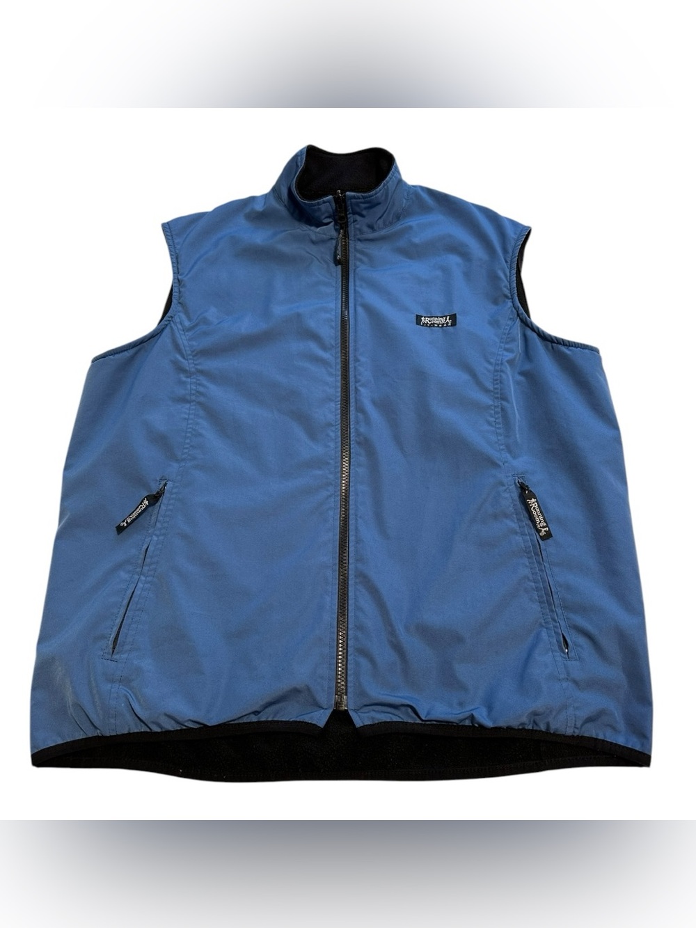 Running Room Blue Reversible Fleece Lined Nylon Vest Gorpcore Tech Lightweight